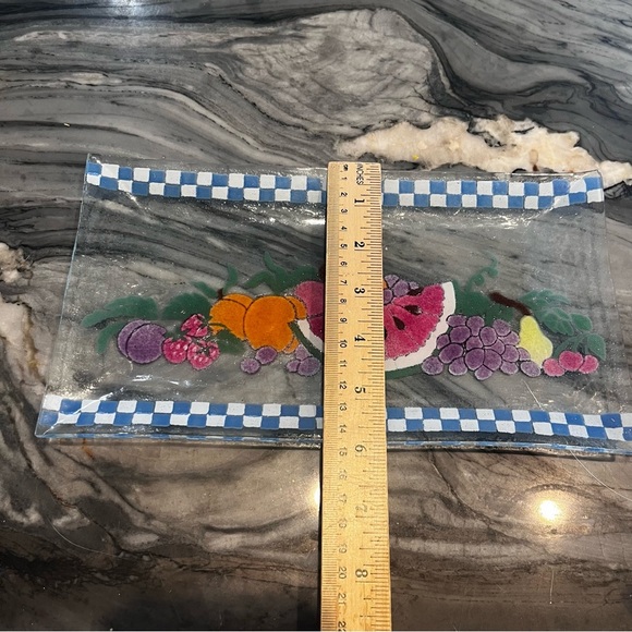Kelleher Fused Glass Fruit Pattern 11" Rectangular Serving Platter Art Glass - Picture 4 of 5